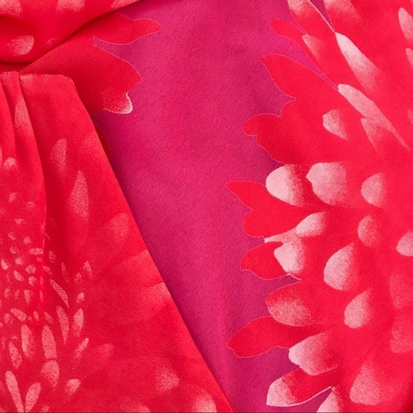 My Michelle VINTAGE 90s Red Floral Midi Slip Dress Chiffon 7/8 (Modern Small) - Picture 10 of 16